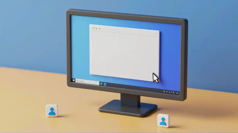 Monitor z nieaktywnym paskiem zadań i kursorem obok menu Start